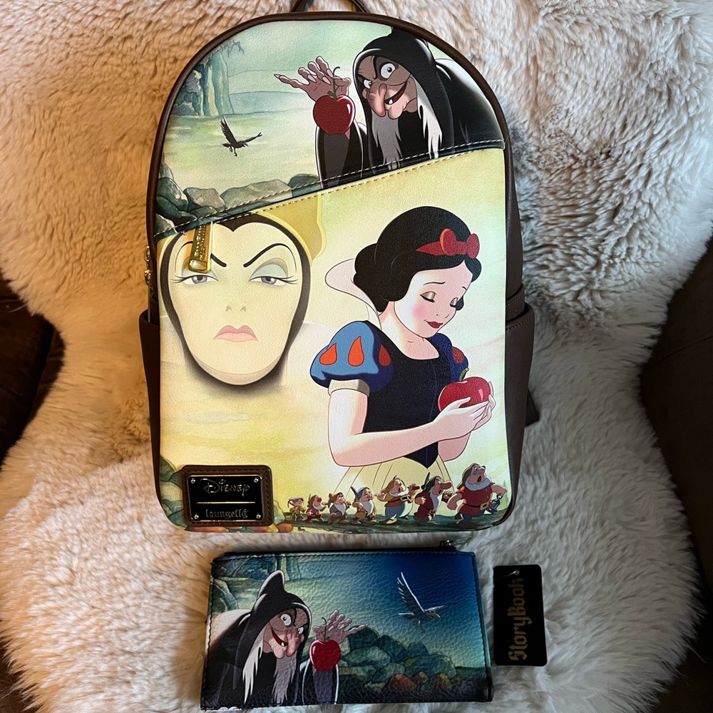 Snow White Loungefly mini backpack and Disney wallet set